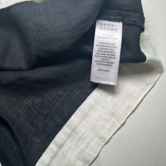 Haute Hippie Crop Top Classic Black Cream Linen Blend Color Block Sleeveless XL - Picture 5 of 8